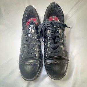 Route 66 Black Casual Shoes Womens Size8.5 Lace Up Comfort Sneakers Faux Leather